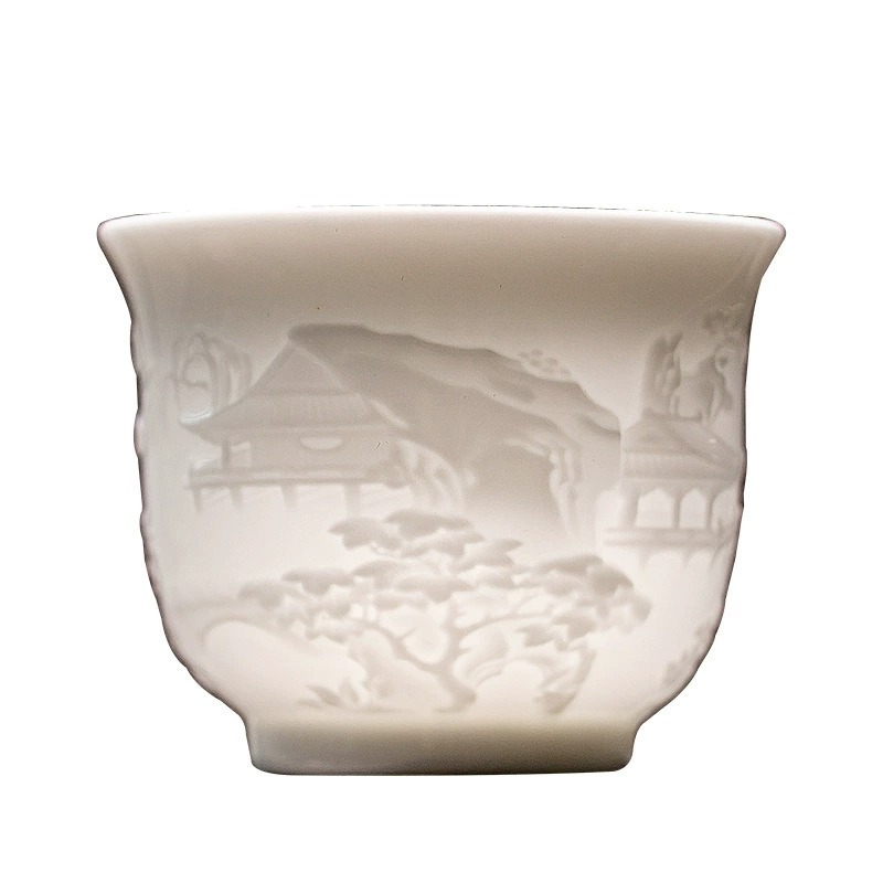 imgi_15_O1CN01kNCKDs1rQlGeQJIJB_!!2215029015626-0-cib.jpg_ Suet Jade Ice White Porcelain Hand-Carved Tengwang Pavilion Master Cup - Large Gongfu Tea Tasting Cup - Image 1